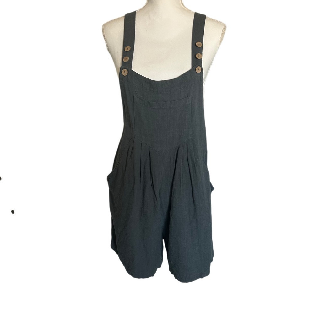 Automet Small overalls shortalls linen blend garden girl peasant lagenlook apron